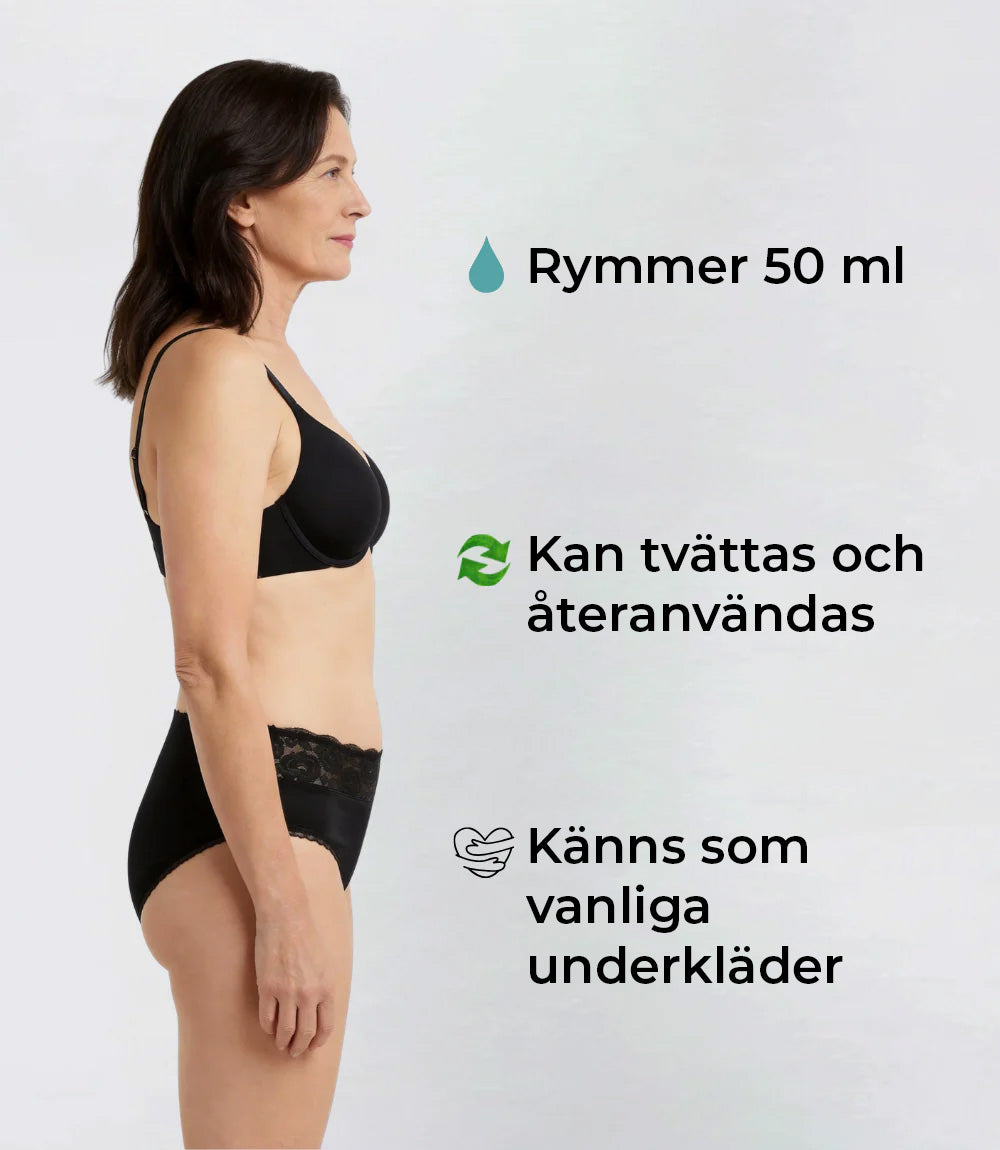 Klassiskt med spets – Ekologisk bomull – 100 % läckagesäkert