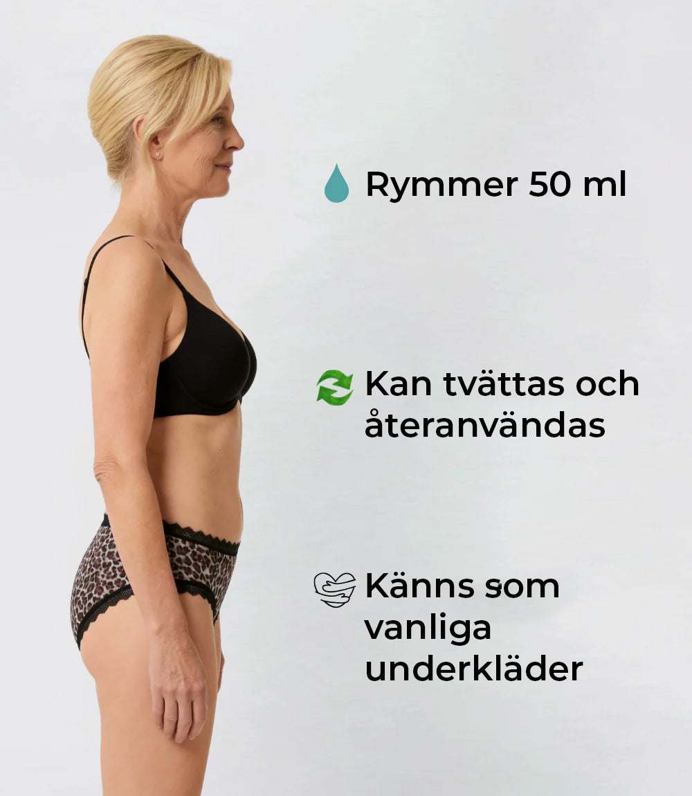 Klassisk leopardmönster – Ekologisk bomull – 100 % läckagesäker
